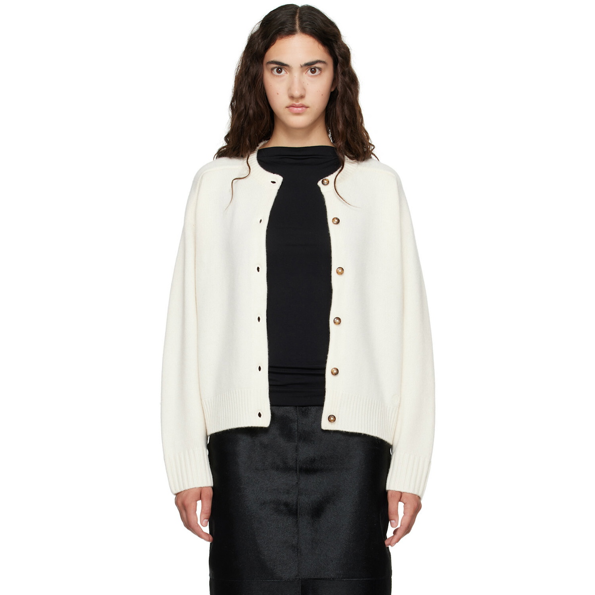 Loulou de Saison Off-White AIDAR LDS Wool Cashmere Cardigan