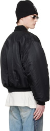 VETEMENTS Black Leather Crosses Bomber Jacket