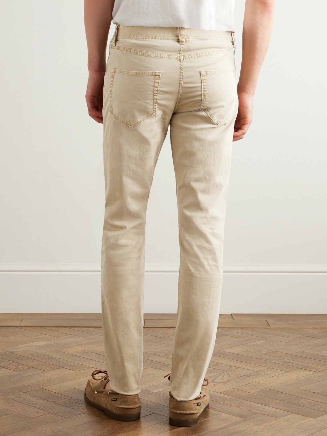 James Perse - Slim-Fit Straight-Leg Brushed Cotton-Blend Twill Trousers - Neutrals