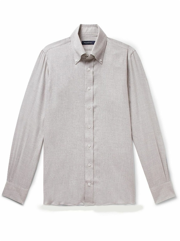 Photo: Thom Sweeney - Button-Down Collar Cotton and Cashmere-Blend Shirt - Gray