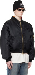 VETEMENTS Black Leather Crosses Bomber Jacket