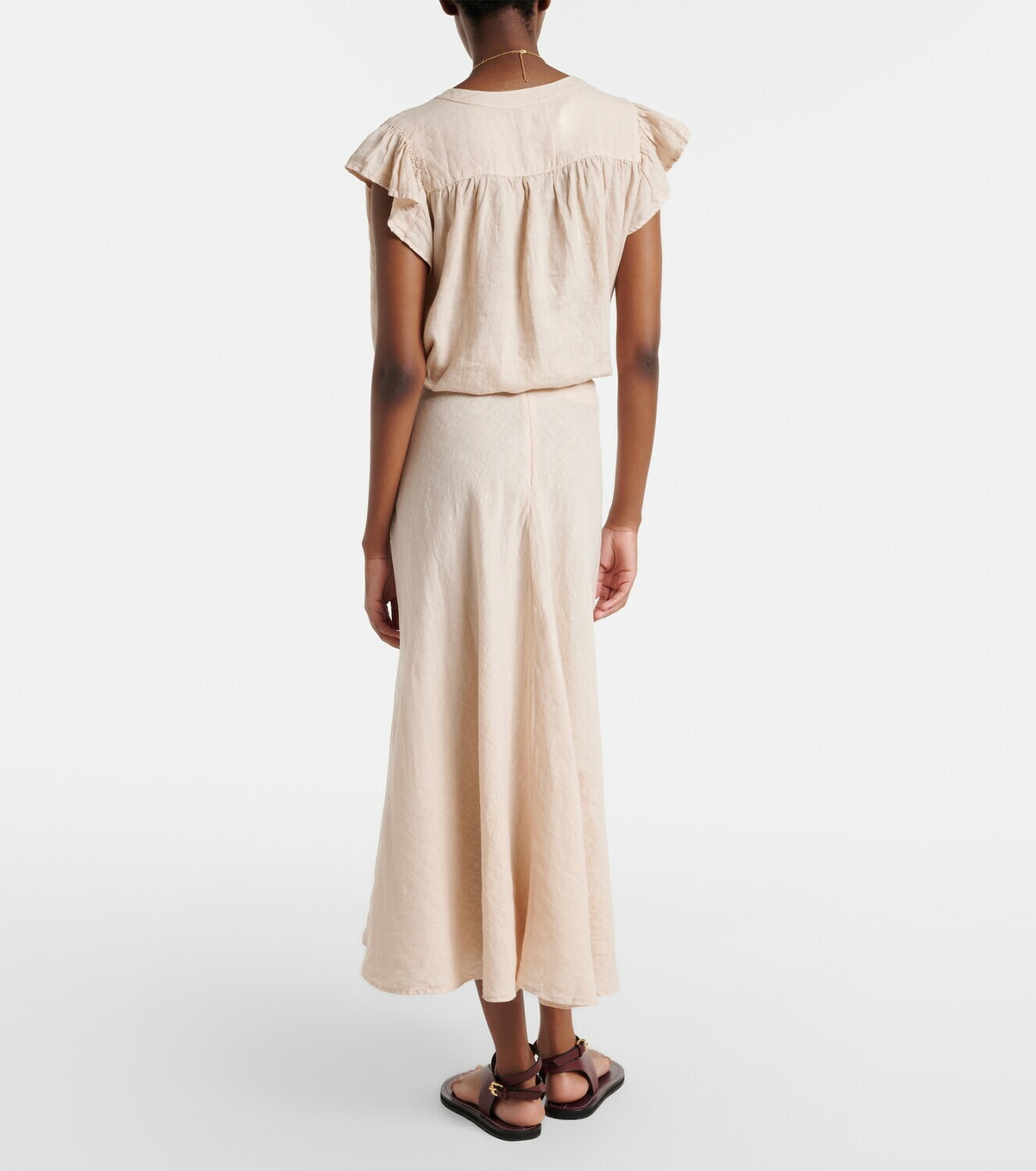 Velvet Malina linen midi skirt