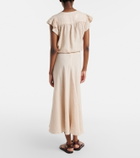 Velvet Malina linen midi skirt