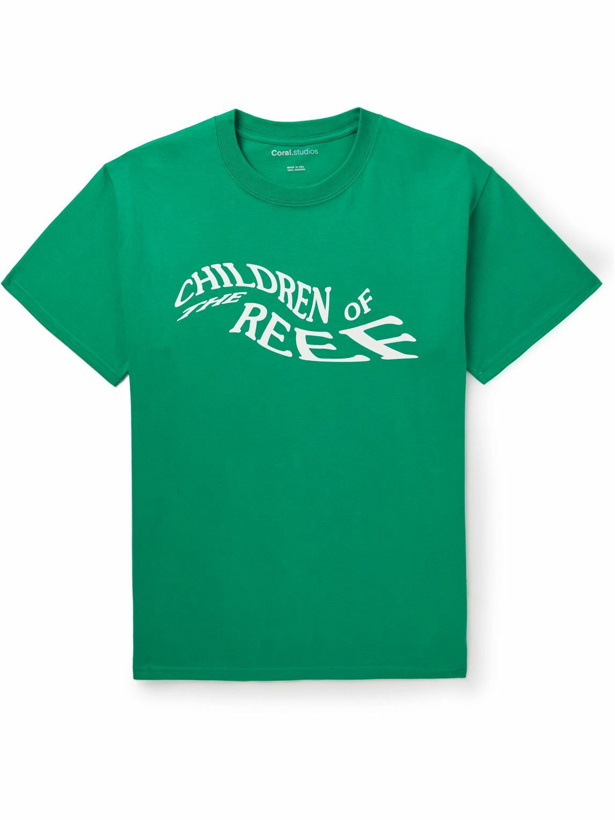 Photo: Coral Studios - Children of the Reef Printed Cotton-Jersey T-Shirt - Green