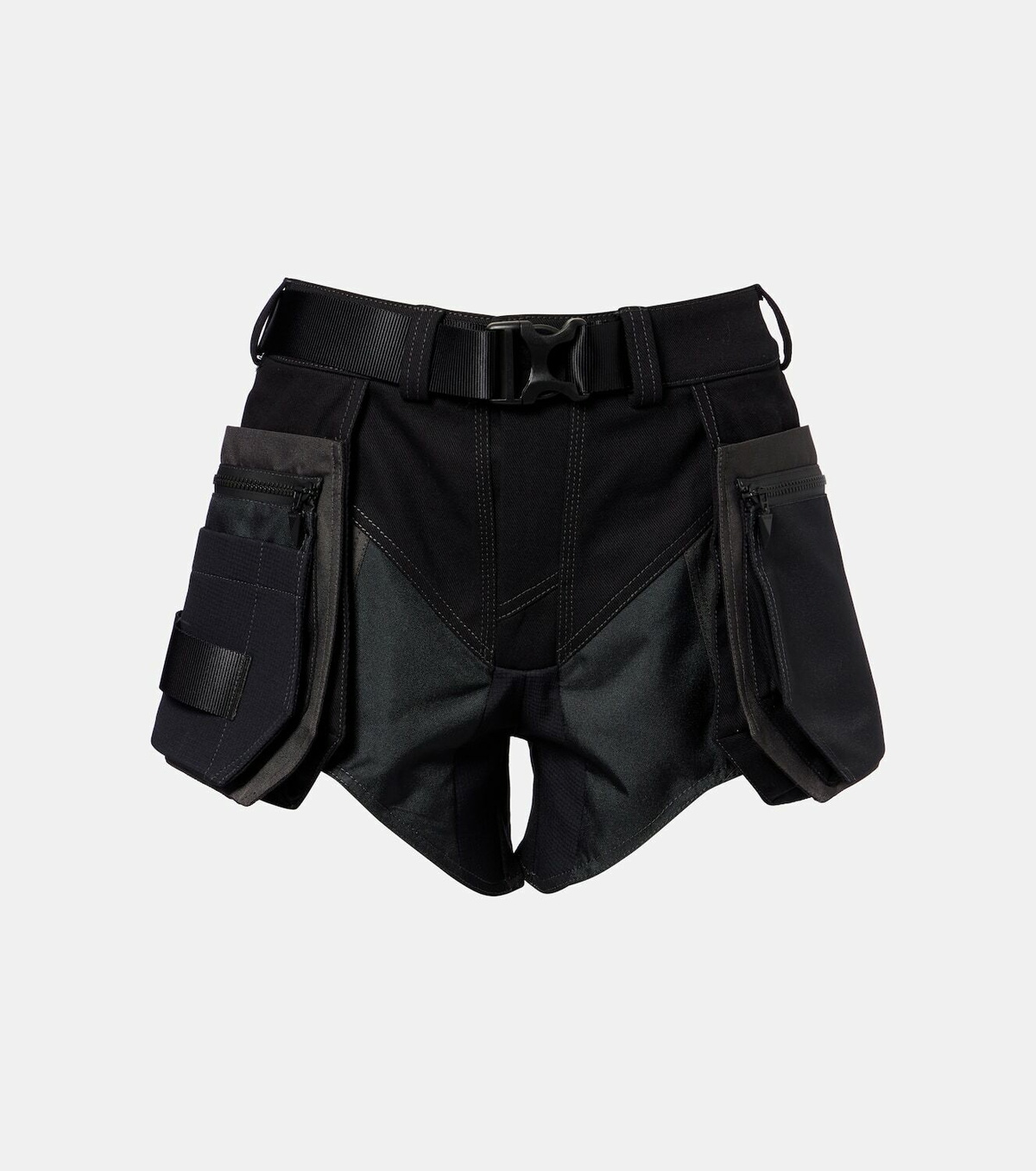 Mugler Belted low-rise cotton cargo shorts