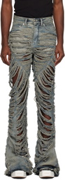 Rick Owens DRKSHDW Blue Bias Jeans