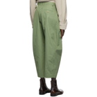 Hed Mayner Green Cotton 8 Pleat Trousers