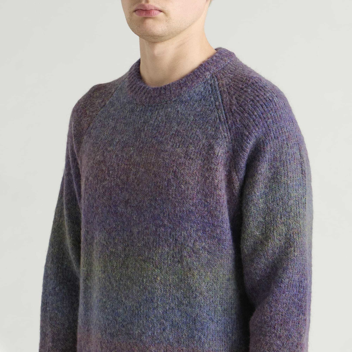 Les Deux Men's Gradient Round Neck Jumper in Spiced Plum Purple