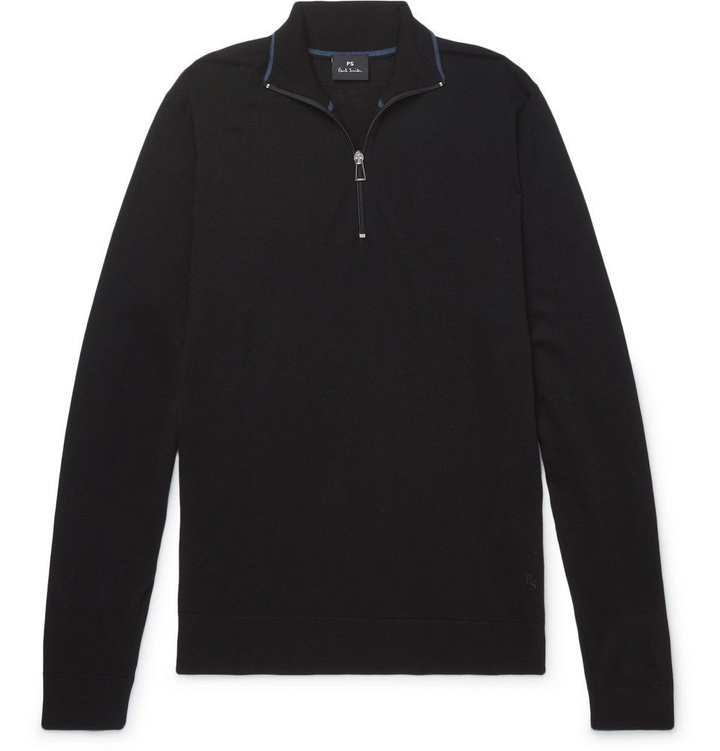 Photo: PS by Paul Smith - Merino Wool Half-Zip Sweater - Men - Black