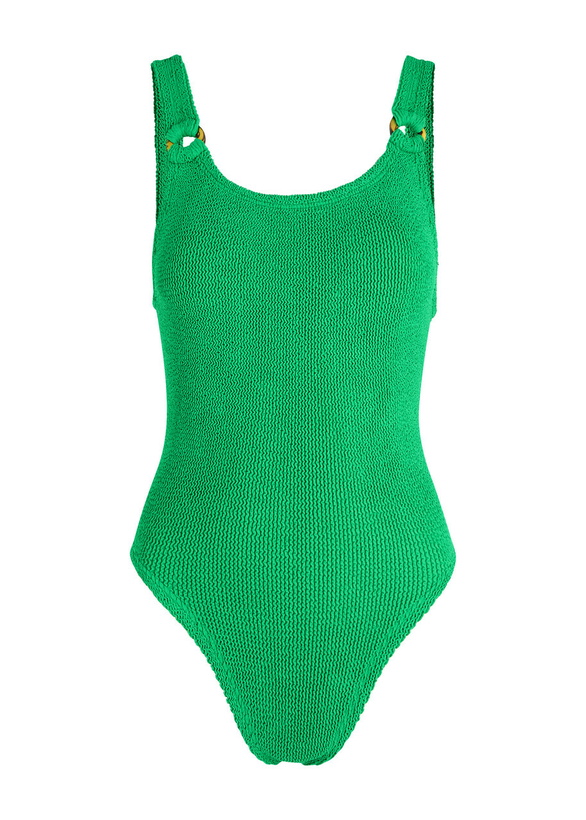 Photo: Hunza G Domino Crinkle Swimsuit - Bright Green - One Size