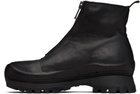 Guidi Black VS01 Leather Front Zip Ankle Boots