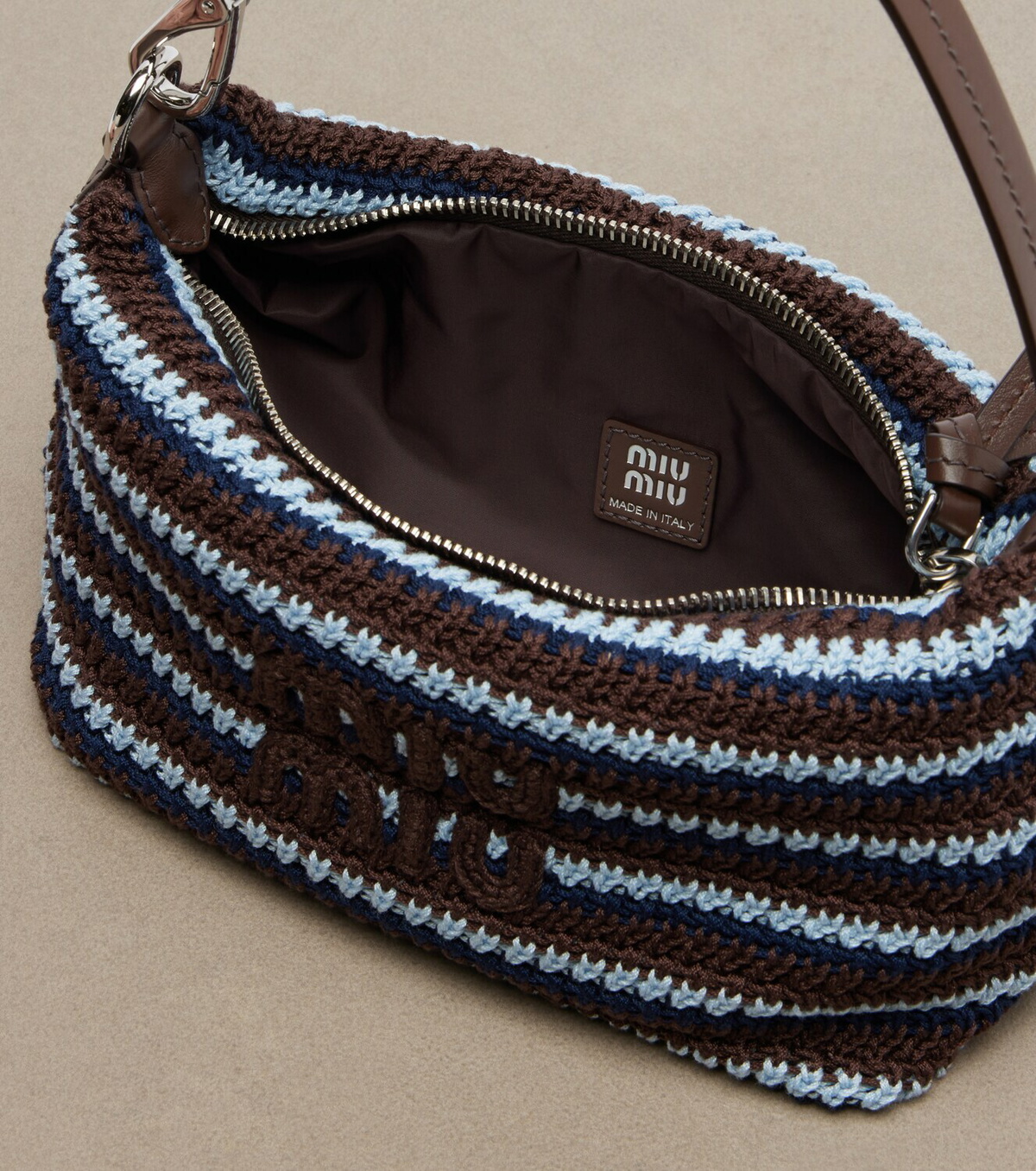 Miu Miu Striped crochet shoulder bag