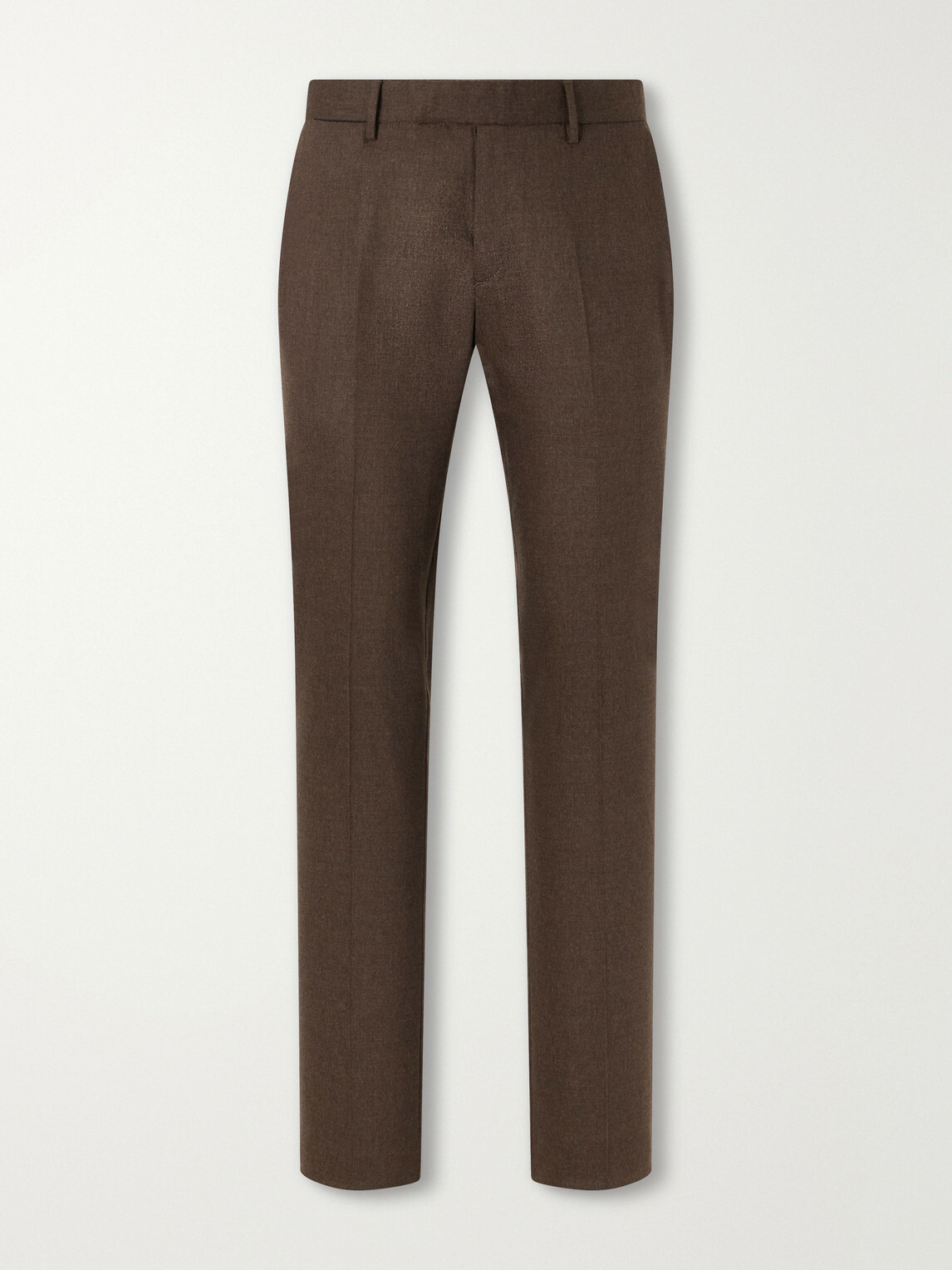 Sunspel - Straight-Leg Stretch Wool-Blend Flannel Trousers - Brown