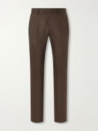 Sunspel - Straight-Leg Stretch Wool-Blend Flannel Trousers - Brown