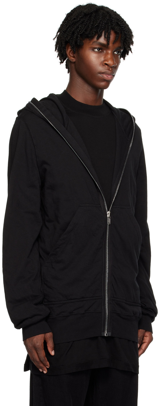 Rick Owens DRKSHDW Black Extended Zip Hoodie