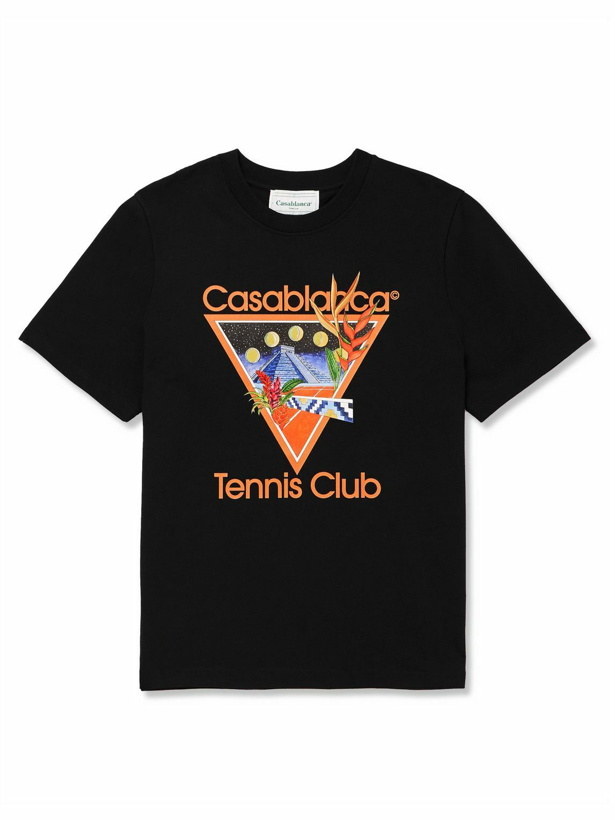 Photo: Casablanca - Tennis Club Icon Printed Organic Cotton-Jersey T-Shirt - Black