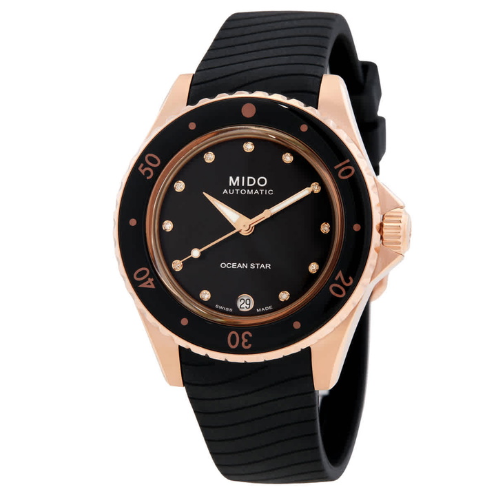 Photo: Mido Ocean Star Automatic Diamond Black Dial Ladies Watch M026.207.37.056.00