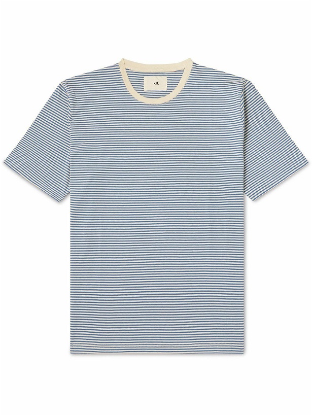 Photo: Folk - Striped Cotton-Jersey T-Shirt - Blue