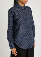 Matteau Classic Printed Cotton-blend Shirt Navy