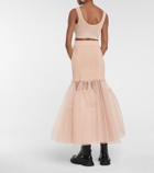 Alexander McQueen Tulle-trimmed midi skirt