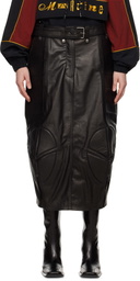 Martine Rose Black Biker Leather Midi Skirt