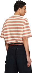 WOOYOUNGMI Beige & Red Stripe T-shirt