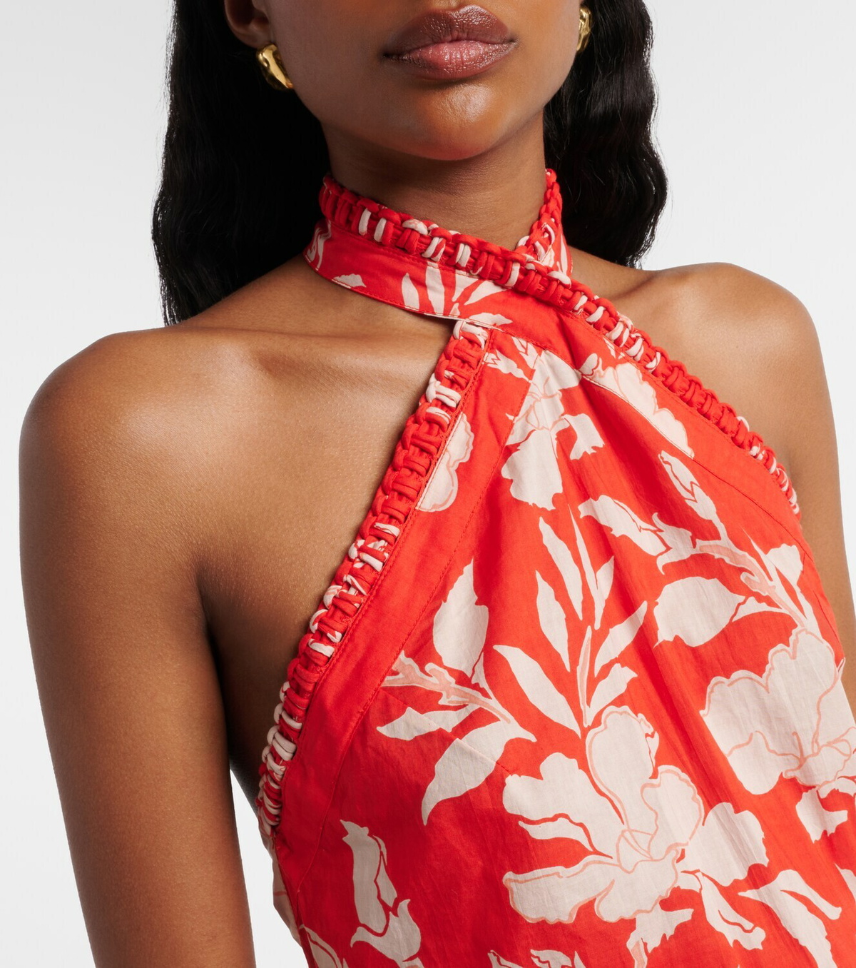 Poupette St Barth Manon floral halterneck cotton minidress