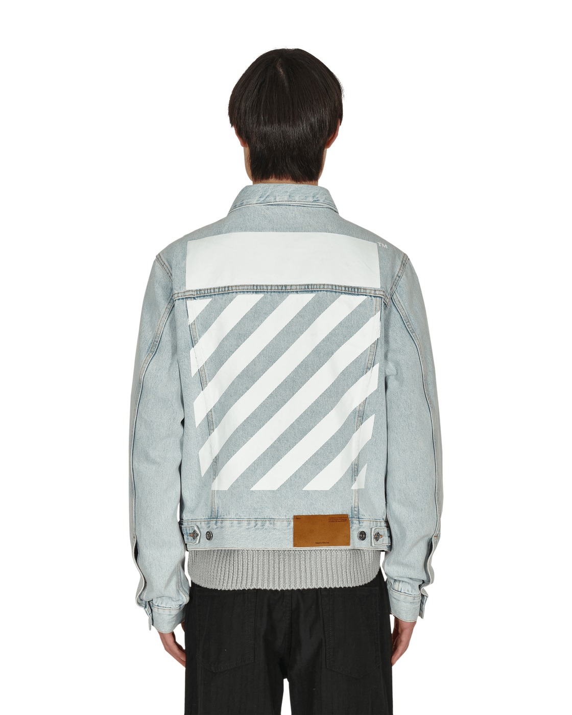 Off White Diag Tab Slim Denim Jacket Bleach Off-White