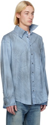 Y/Project Blue Spray Pinched Logo Shirt