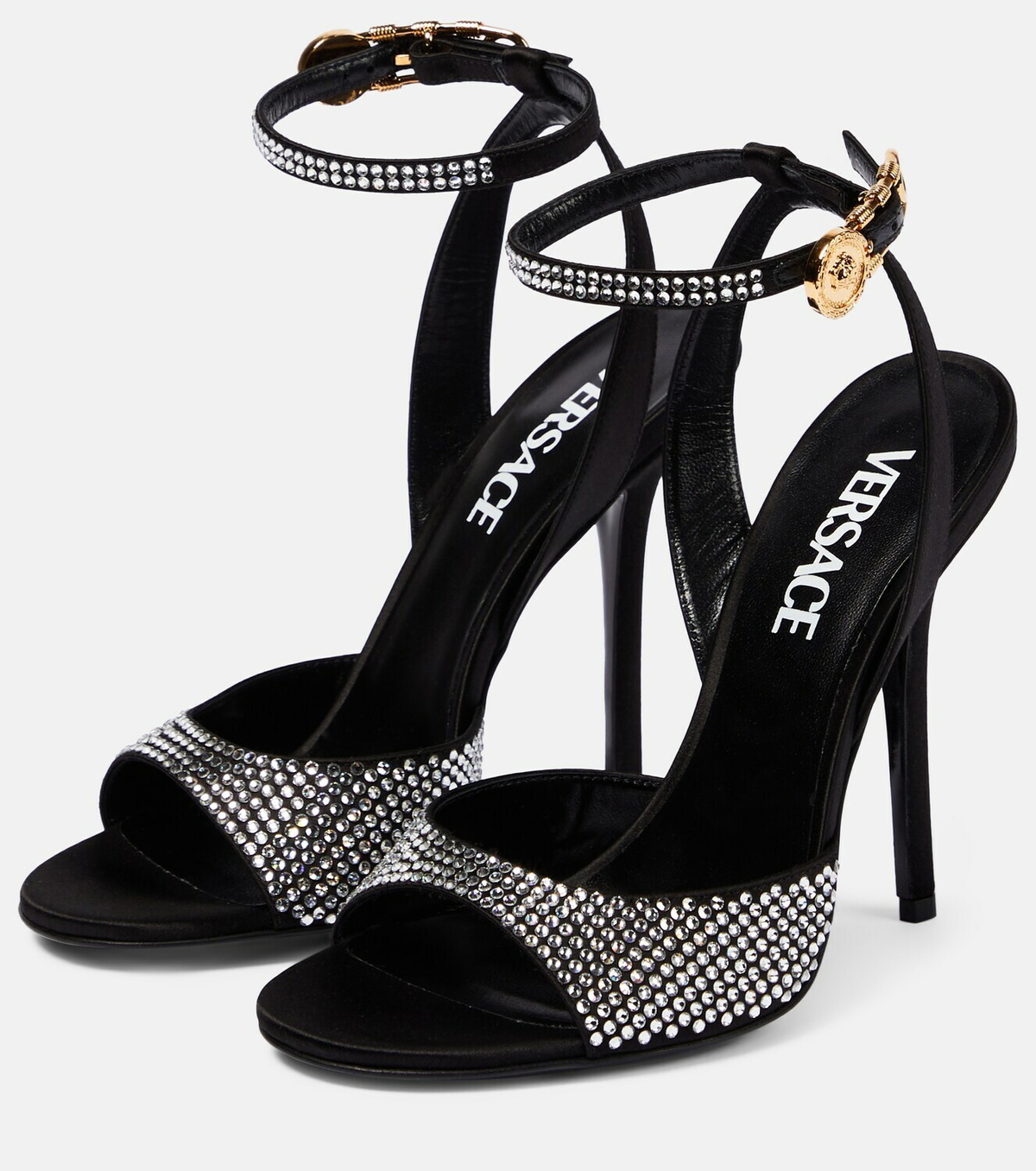 Versace Crystal-embellished satin sandals
