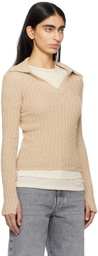 mfpen Beige Open Placket Polo