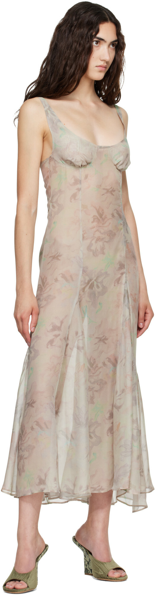 Collina Strada Gray Pamela Slip Midi Dress