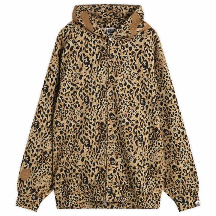 Photo: A Bathing Ape Men's Wild Leopard Print Shark Zip Hoodie in Beige