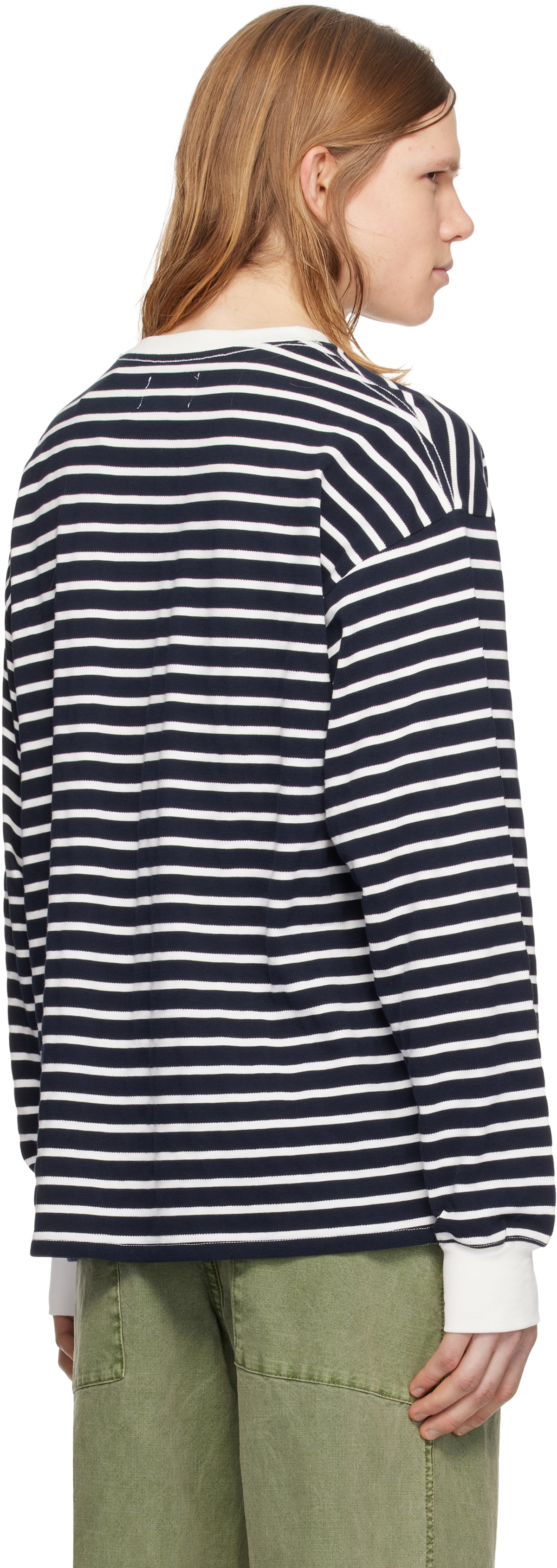 Pilgrim Surf + Supply Navy & White Blinky Striped Longsleeve T-shirt