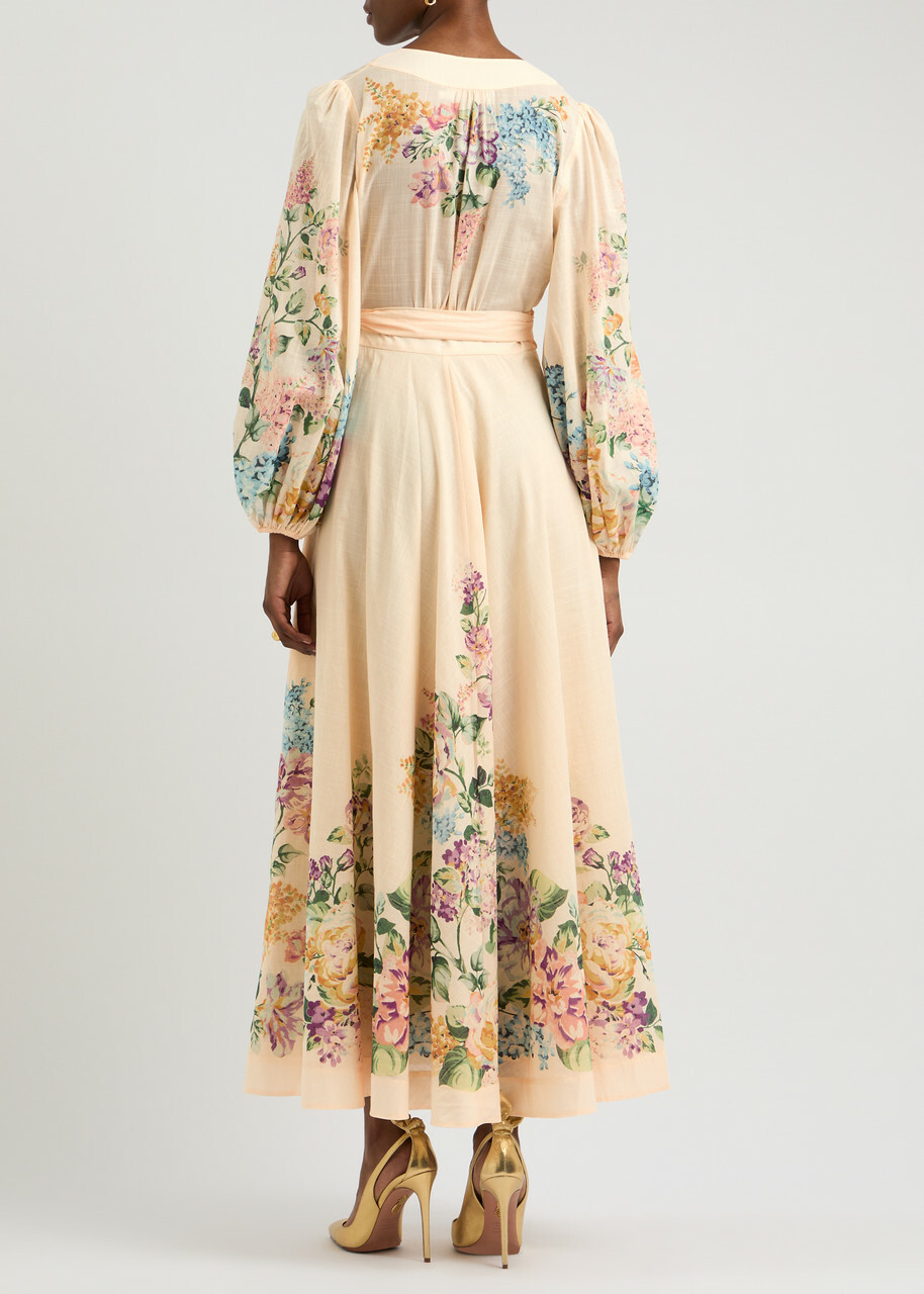 Zimmermann Halliday Floral-print Cotton Maxi Wrap Dress