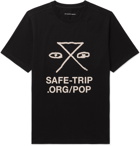 Pop Trading Company - SAFE-TRIP.ORG Logo-Print Cotton-Jersey T-Shirt - Black