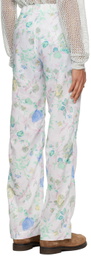 young n sang White Printed Trousers