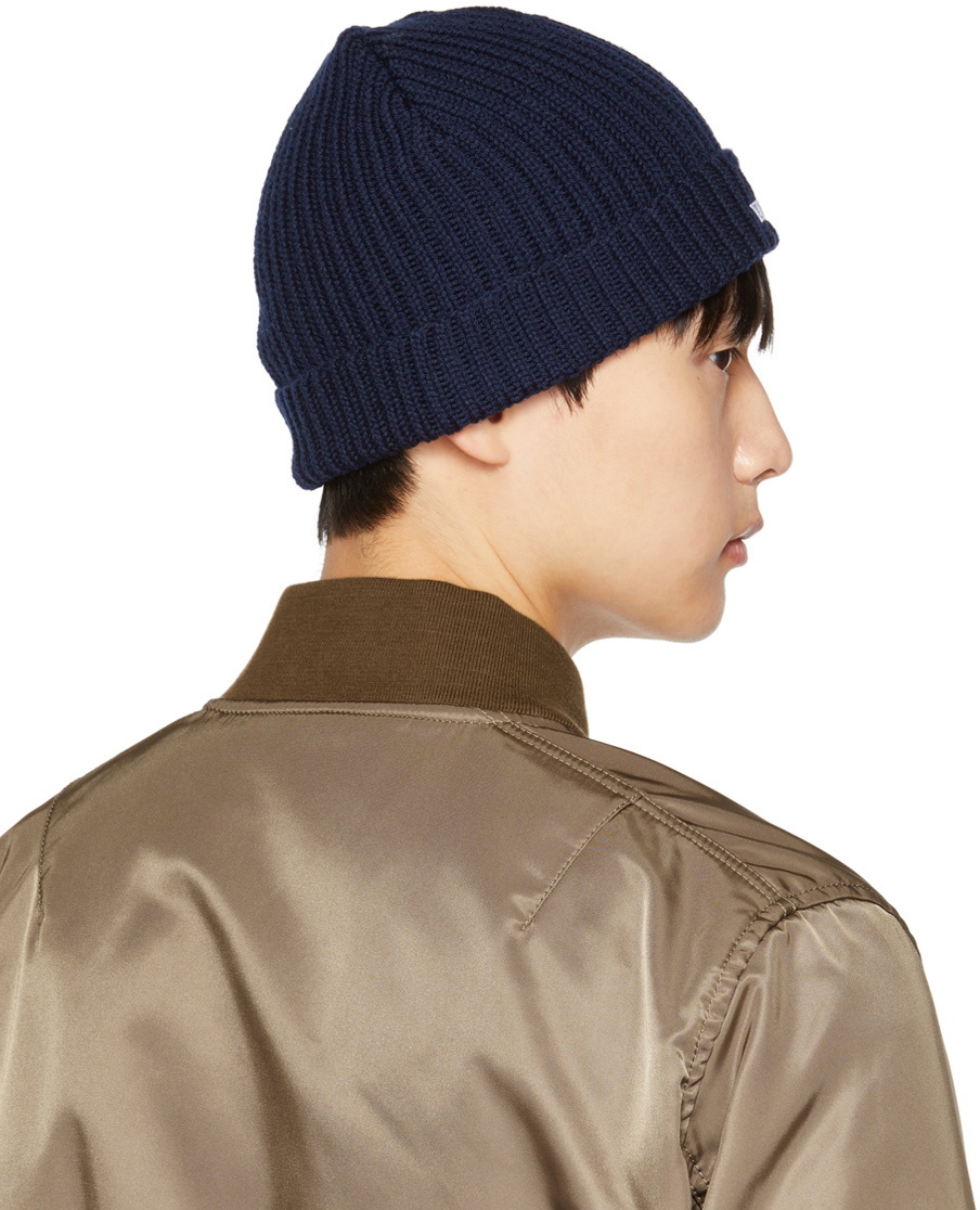 Valentino Garavani Navy Logo Beanie