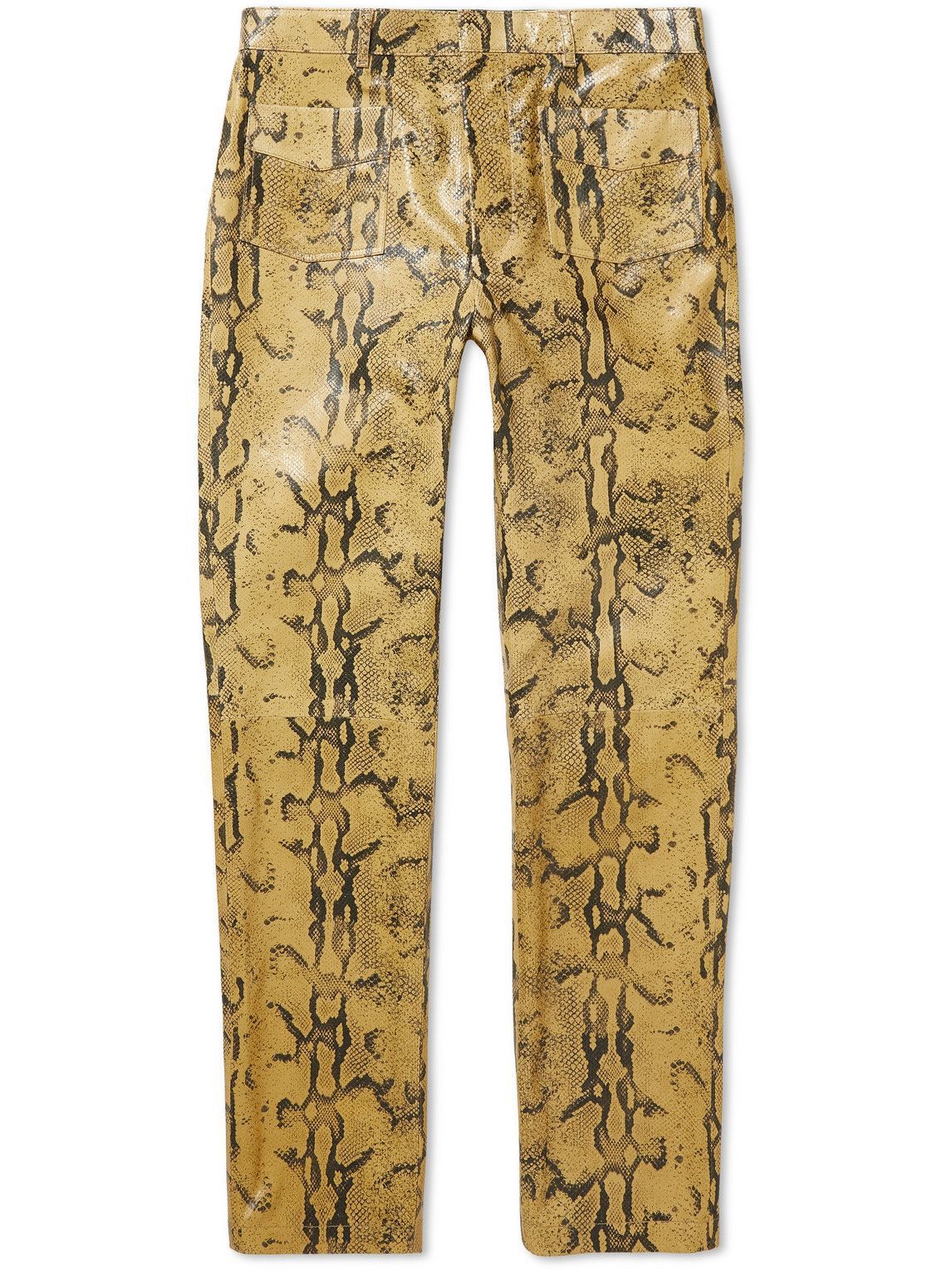 Acne Studios - Straight-Leg Snake-Effect Leather Trousers - Yellow