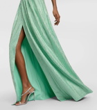 Area Cutout crystal-embellished jersey gown