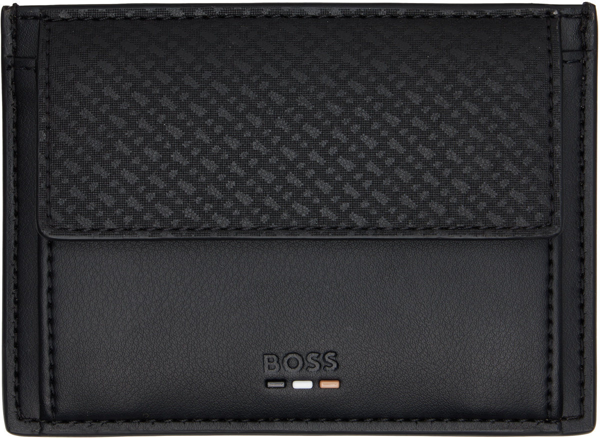 BOSS Black Embossed Logo Coin & Card Holder