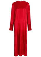 Armarium Bruna Stretch-silk Midi Dress Red