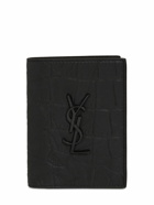 SAINT LAURENT - Ysl Croc Embossed Leather Wallet