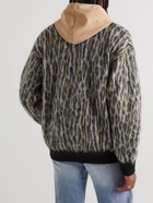 Wacko Maria - Leopard-Jacquard Knitted Cardigan - Gray