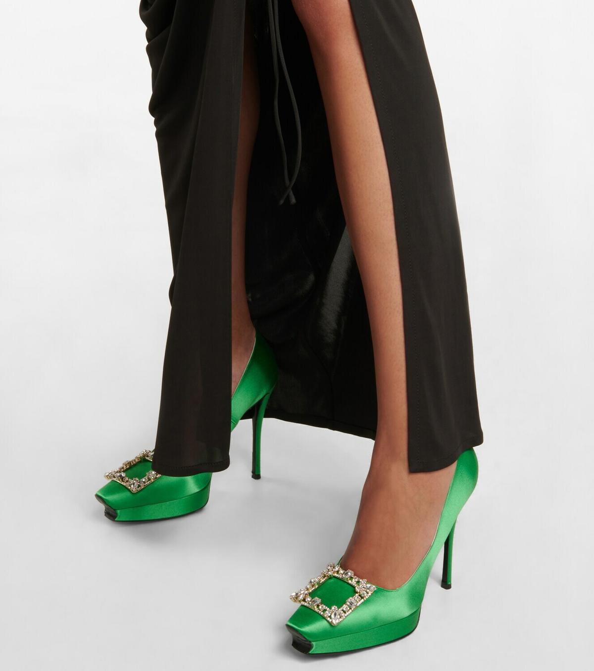 Roger Vivier Flower Strass satin platform pumps Roger Vivier