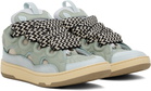Lanvin Blue & Green Leather Curb Sneakers