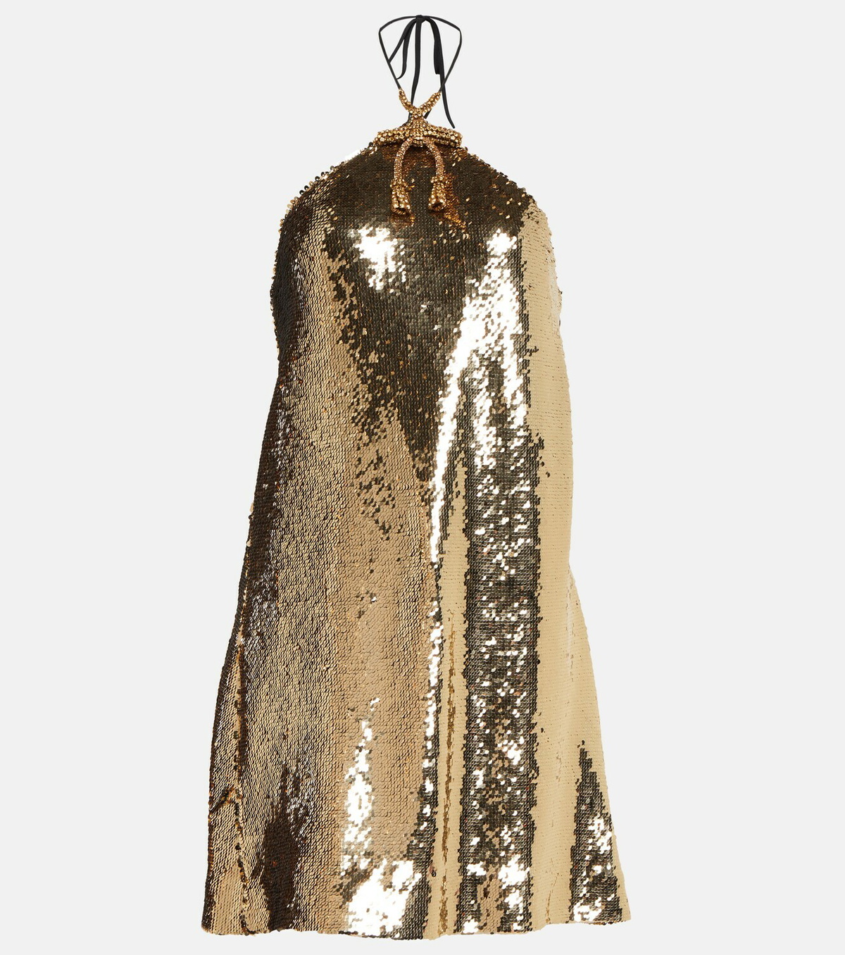 slim fit dress slacks Nylah Beaded Halter Mini Dress - Gold