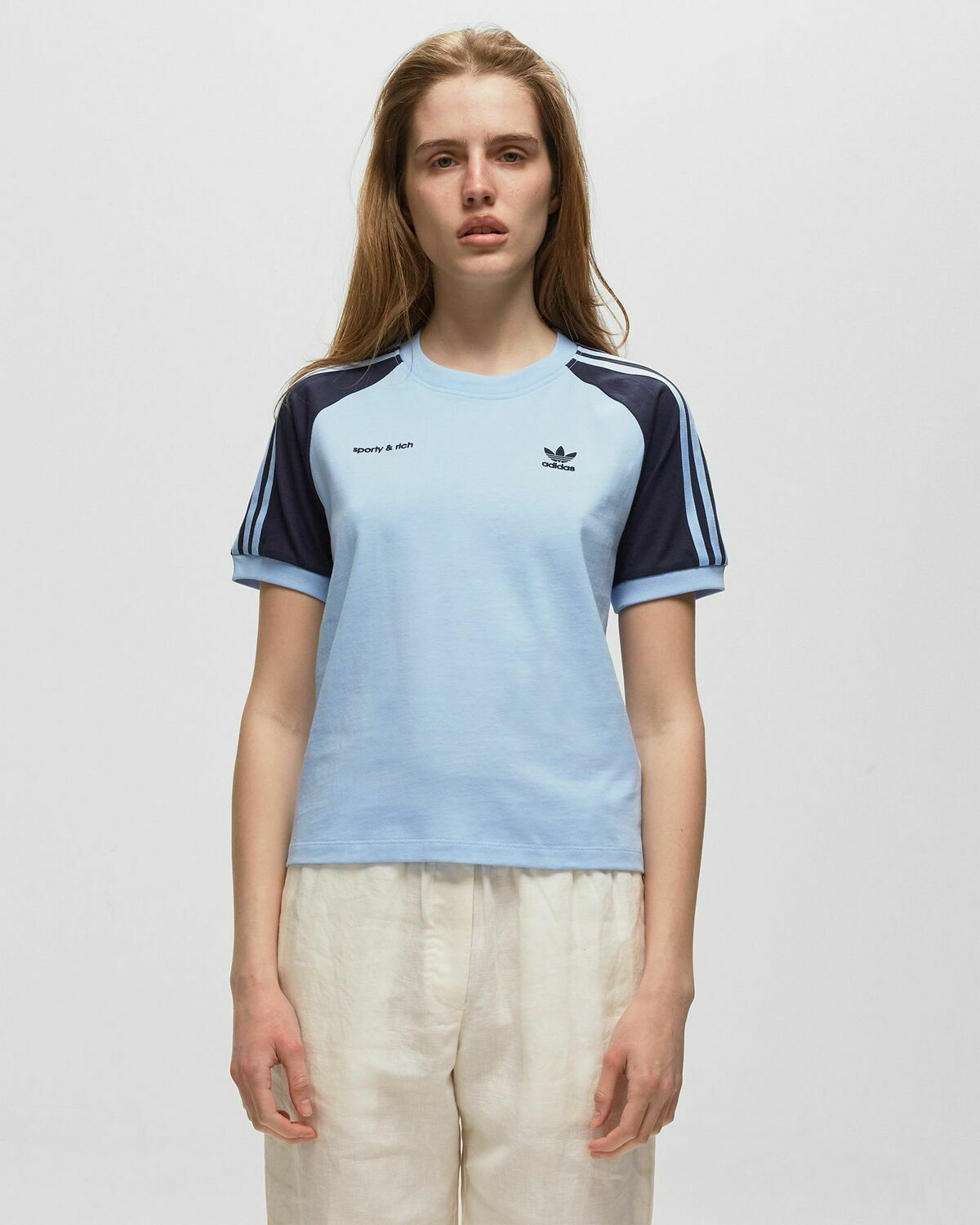 Adidas Wmns Sporty & Rich Tee Blue - Womens - Shortsleeves adidas