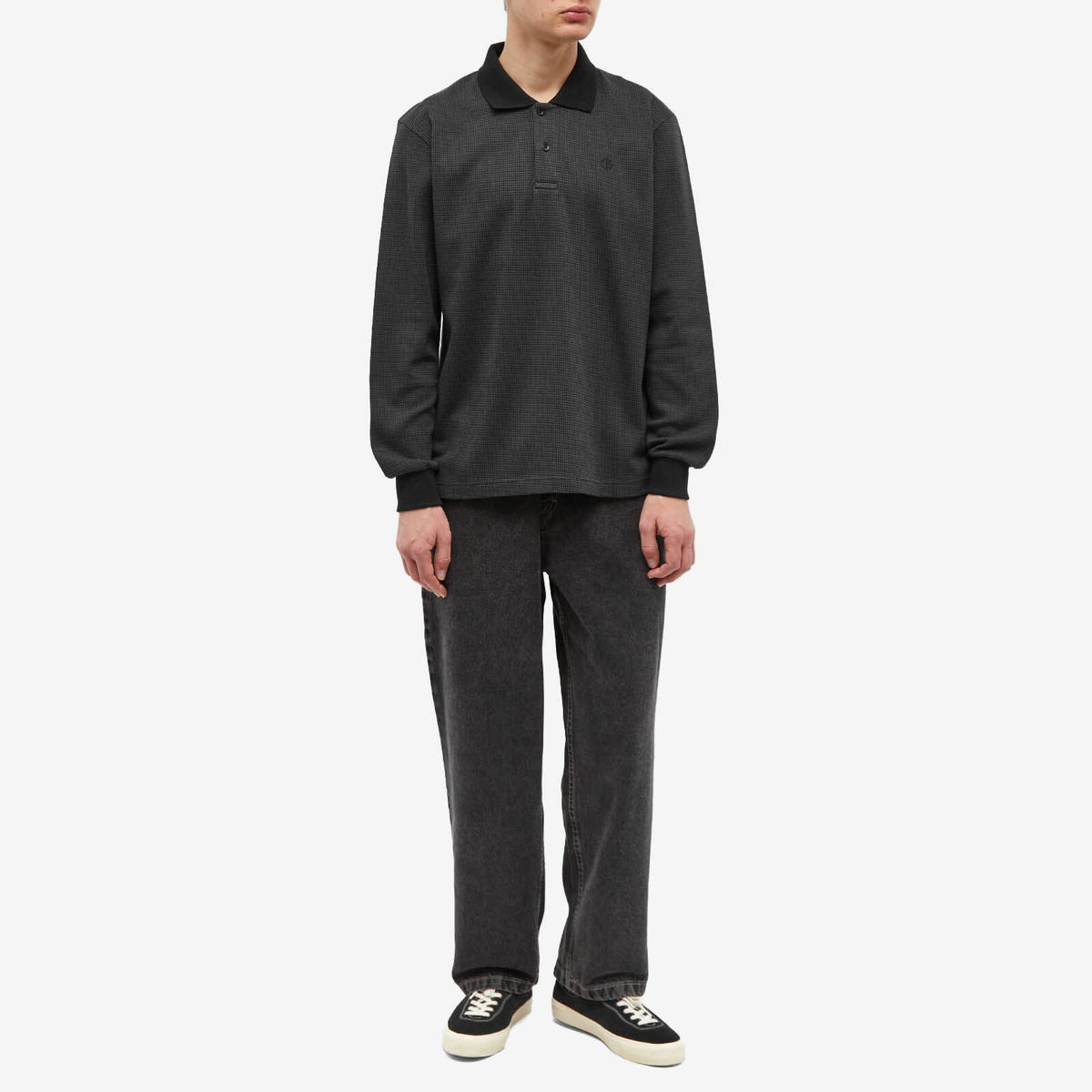 Polar Skate Co. Men's Long Sleeve Houndstooth Polo Shirt in