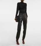 Saint Laurent - High-rise leather drawstring pants